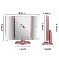 Deweisn dresser-mount tri-fold mirror side view shows adjustable panels for precision grooming