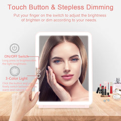 The deweisn pink vanity mirror is compact and ultra-thin for travel.