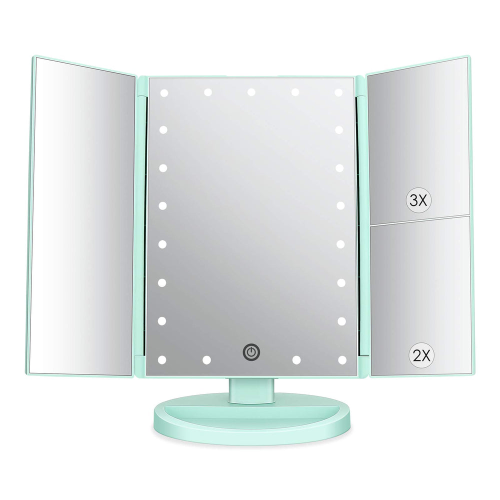 Deweisn tri-fold vanity mirror LED panel delivers clear lighting for precise makeup.