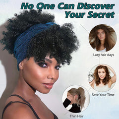 DEYNGS Afro headband wig bangs detail highlights fringe integration for face framing