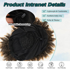 DEYNGS Afro headband wig side view captures voluminous kinky curls and 2-in-1 style