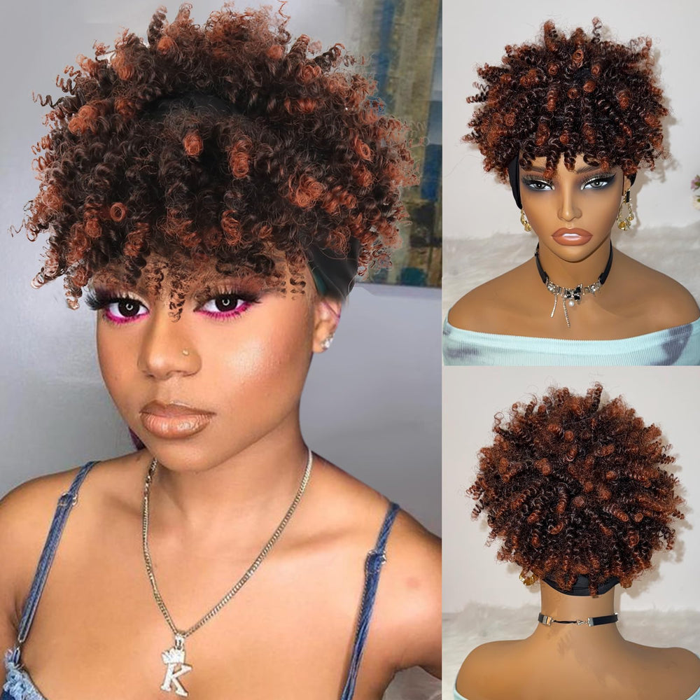 Deyngs headband wig afro kinky curly puff for quick, natural volume on-the-go.