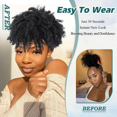 DEYNGS headband wig with bangs demonstrates quick 2-in-1 versatility for different looks.