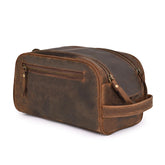 DHAMPOOH King-Size leather dopp kit closeup showcasing premium craftsmanship for durable travel.