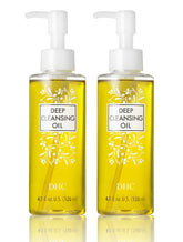 DHC Deep Cleansing Oil 2-pack bottles offer convenient dual-pack cleansing.