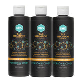 DHS coal tar shampoo bottle closeup for itch relief and scalp care