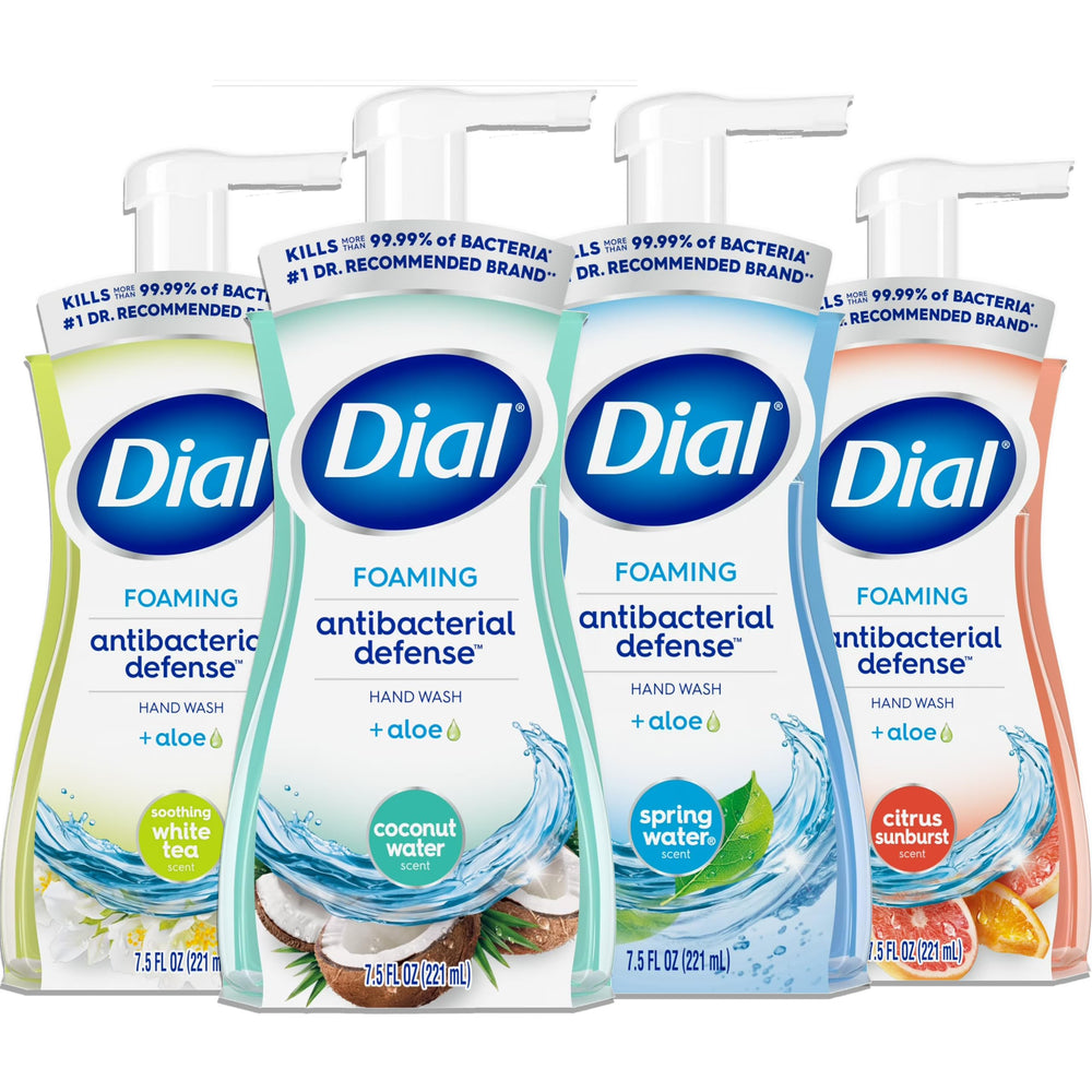 Dial Complete foaming hand wash bottle in 7.5 oz size for clean hands.