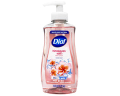Dial Himalayan Pink Salt Water Lily hand soap label close-up highlighting moisturizing formula