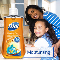 Dial Marula Oil hand soap pump dispensing a gentle cleansing stream