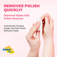Diamond Wipes acetone formula wipes with aloe vera for quick travel-friendly polish removal.