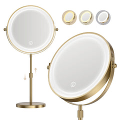 Dienmern lighted makeup mirror angle view with antique bronze finish for everyday makeup
