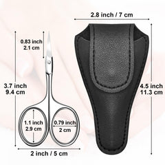 Diesisa curved cuticle scissors angled-tip view showing precise trimming near nails and brows.