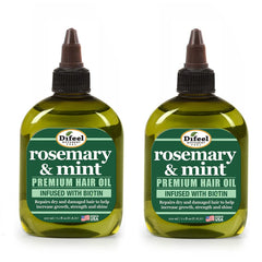Difeel rosemary-mint hair oil bottle pour for easy scalp nourishment and shine.