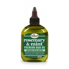 Difeel rosemary-mint hair oil packaging front highlights product identity and USA-made quality.