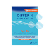 Differin box front packaging showing patches and branding for fast spot care
