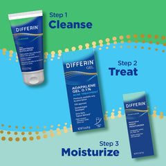 Differin product label and ingredients detail highlighting soothing antioxidants