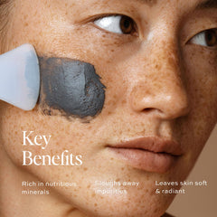 DIME Beauty Detox Mud Mask close-up highlights Dead Sea mud and charcoal for clearer pores.