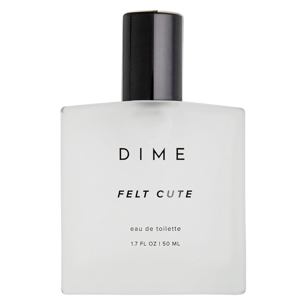 DIME Felt Cute bottle pour shows long-lasting fragrance for evening wear.
