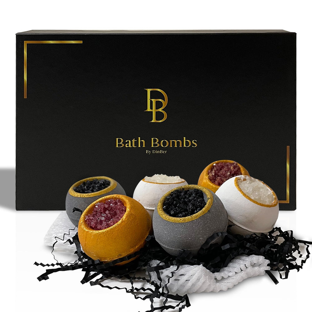 DinBer 6-piece luxury bath bombs in premium packaging ideal for gifting