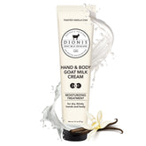 Dionis Goat Milk Hand and Body Cream in Vanilla Chai delivers daily moisture.
