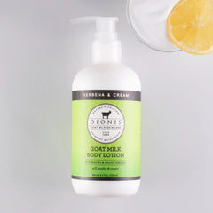 Closeup of Dionis goat milk lotion texture highlighting creaminess