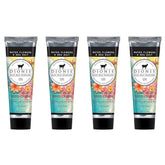 Dionis goat milk hand cream set packaging with four 1oz tubes for travel hydration.