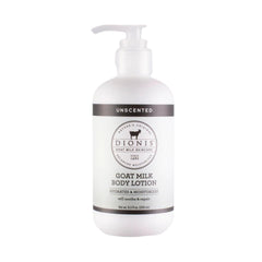 Dionis Unscented Lotion 8oz bottle shows fragrance-free hydration for dry skin
