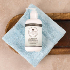Dionis unscented lotion being applied to hands demonstrates quick-absorb formula