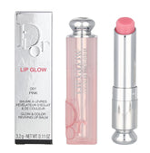 Dior Addict Lip Glow 001 Pink Glow balm provides hydrating color for a natural look.