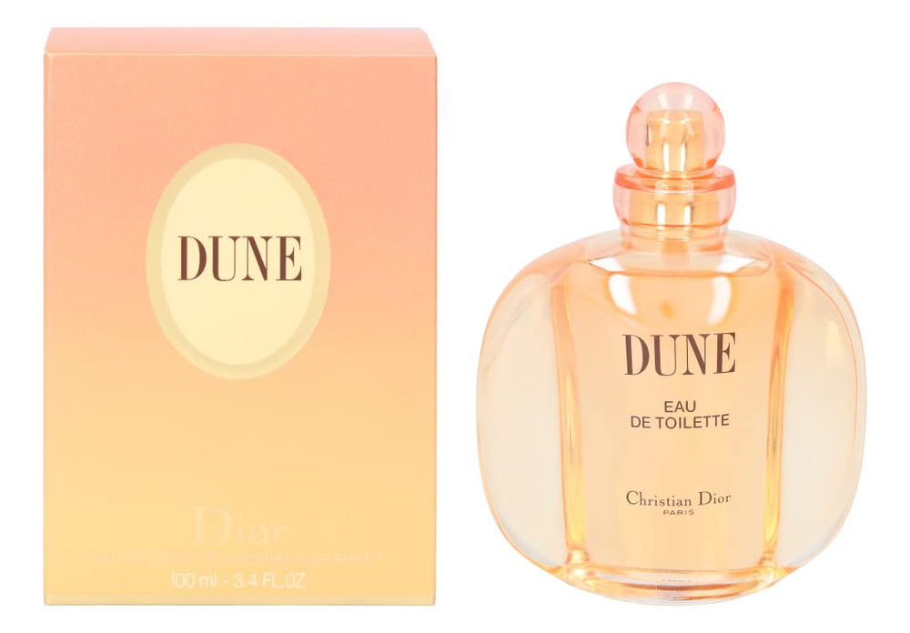 Dior Dune EDT bottle close-up highlighting rounded design for daily elegance.