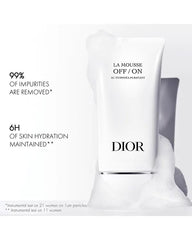Close-up of airy foam from Dior La Mousse Off/On cleanser for gentle cleansing.