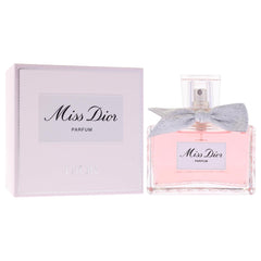 Miss Dior parfum spray on skin suggests lasting floral warmth for daily elegance.
