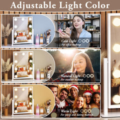 Dirket makeup mirror with three color modes supports day to night makeup