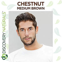 Discovery Naturals brown henna paste applied with gloves for even root-to-tip coverage