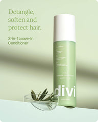 Divi detangler spray in use enables easy comb-through and frizz control