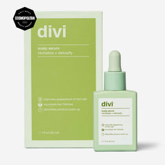 Divi Scalp Serum applied to scalp for targeted thinning hair support.