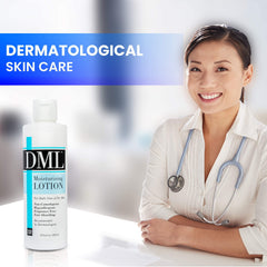 DML 8oz absorption close-up highlighting quick, lightweight hydration for dry skin.