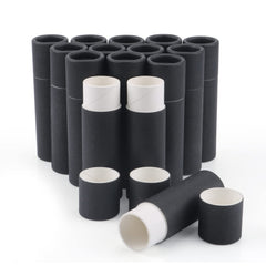 DMuuuDM 15-pcs paperboard lip balm tubes in black for eco-friendly DIY cosmetics.