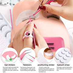 DNSGOOR lash extension kit practice eyelash strips for repeated training.