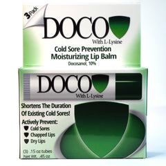 DocoShield ingredients docosanol lysine highlight showing protective lip care benefits