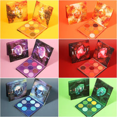 Docolor Gemstone palette matte and shimmer shades ready for blending.