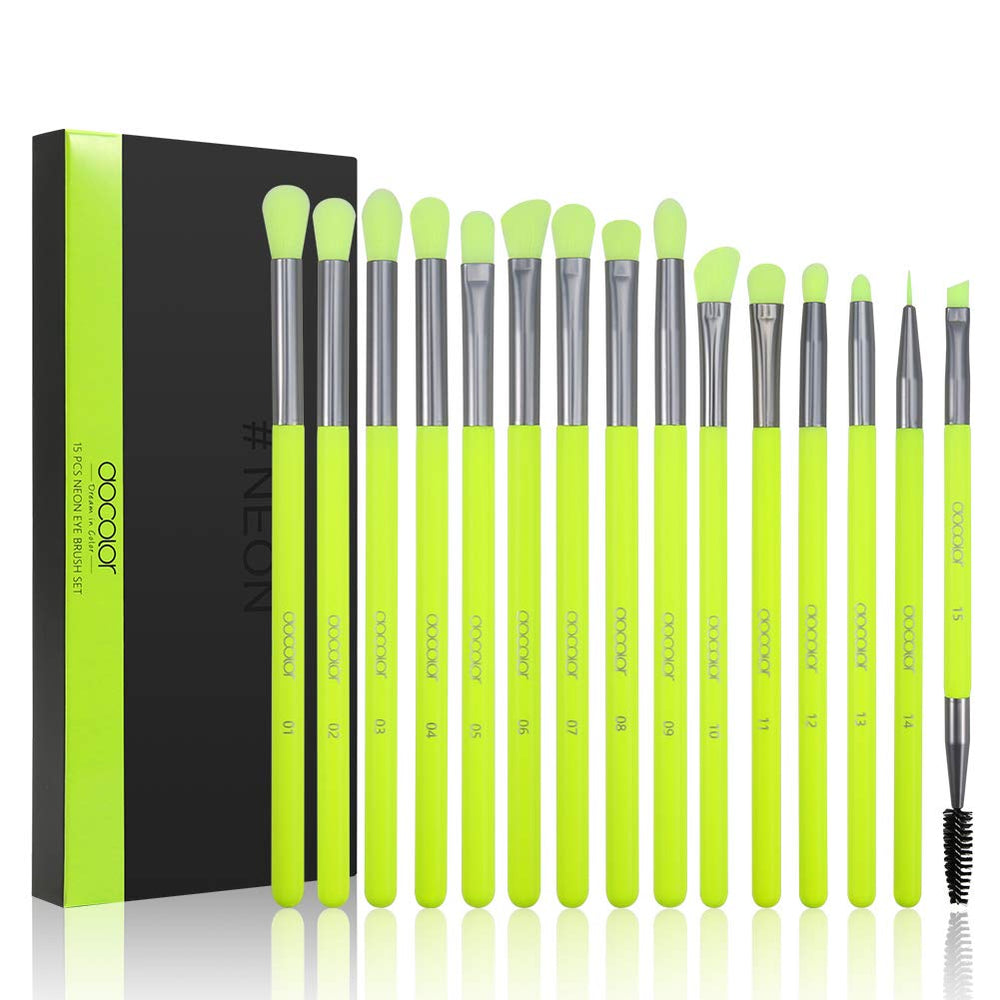 Docolor Eyeshadow Brush Set 15pcs all brushes arrangement for complete eye makeup.