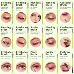 Docolor Eyeshadow Brush Set 15pcs eyeliner brush for precise liner application.