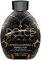 Dolce Black bronzer lotion bottle delivers a natural, long-lasting bronze glow for indoor or outdoor tanning.