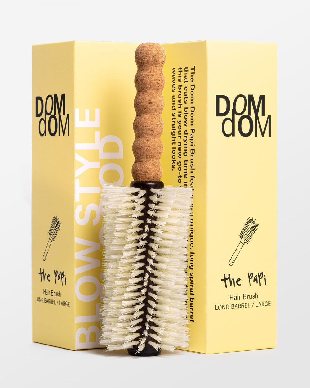 Dom Dom Big Papi long barrel brush head close-up showing detangling action.