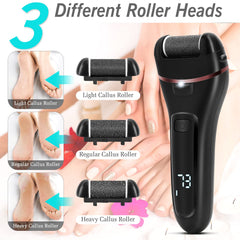Dongyin callus remover with different roller heads for tailored exfoliation.