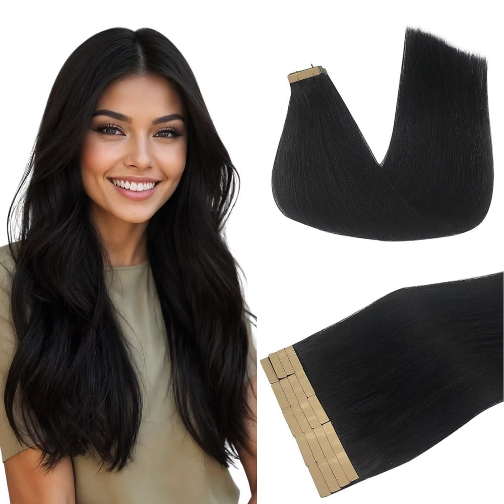 DOORES hair extensions jet black 20inch 50g 20pcs pack for natural fullness.