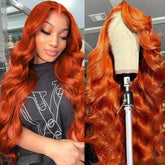 dorbess ginger orange 30in lace front wig shows full body wave for versatile styling