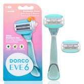Dorco Eve6 razor handle with ergonomic grip for comfortable shaving.