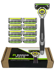Dorco Pace 6 Pro 3D Motion handle in hand for a comfortable daily shave.